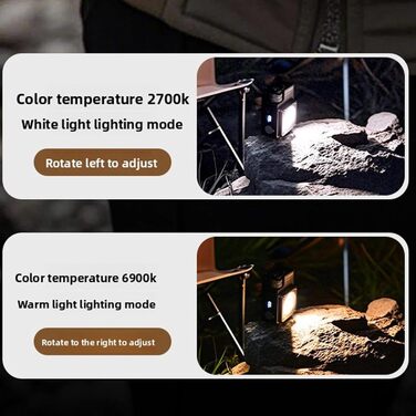 Ліхтарі для кемпінгу, світлодіодний ліхтарик та ліхтарик 3500 лм з акумуляторною батареєю 3000 мАг, регульована яскравість для кемпінгу, походів, аварійного відключення живлення (ЧОРНИЙ) Чорний