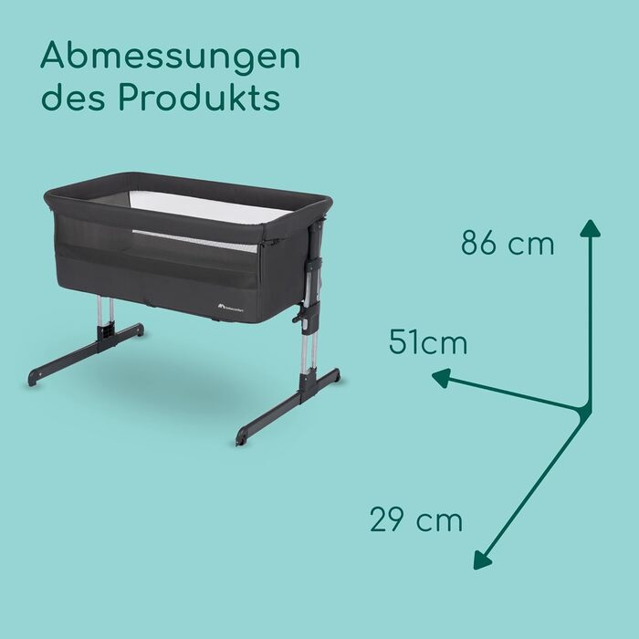В-1 суміжне спляче ліжко та колиска, 0-6 місяців (0-9 кг), регульоване суміжне спляче ліжко, 5 рівнів висоти, великий м&39який матрац, сітчасті боковини, складні боковини, тонований графіт, 2-
