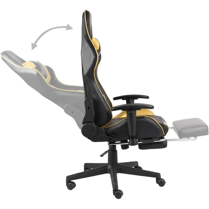 Ігрове крісло з підставкою для ніг, обертове, золотистий ПВХ, офісне крісло, масажне ігрове крісло для ПК