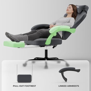 Геймерське крісло початкового рівня, ергономічне комп&39ютерне крісло з регульованою висотою та спинкою, просте ігрове крісло для дітей, підлітків та дорослих для кімнат та офісів, сірого кольору.