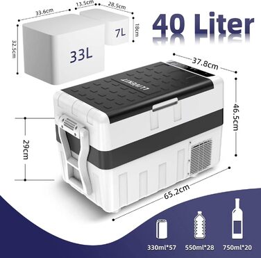 Холодильна камера LLIVEKIT, 40 л компресорна холодильна камера, міні-холодильник для автомобільної розетки, портативна морозильна