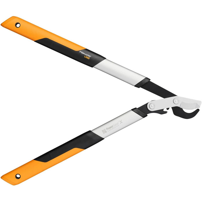 Садові секатори Fiskars PowerGear X з обхідним механізмом, з антипригарним покриттям, зі сталі високої твердості, довжина 57 см, чорно-помаранчеві, LX92-S, 1020186 LX 92 (57 см)