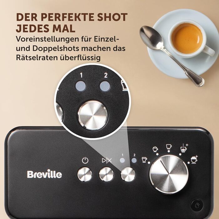 Кавомашина Breville Prima Latte One-Touch Автоматичний капучинатор Для капучино, лате та інших напоїв Італійський насос 15 бар Чорна VCF183 шт. Prima Latte One-Touch Negra