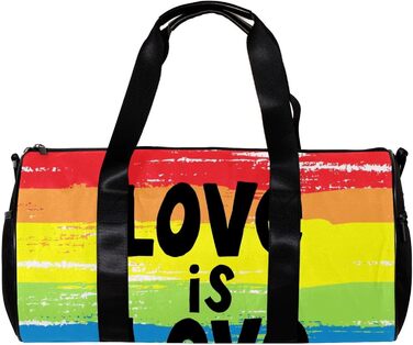 Спортивна сумка, маленька дорожня сумка, сумка для шопінгу та йоги, Любов це любов, сумка для фітнесу з барвистими смугами, ручна поклажа