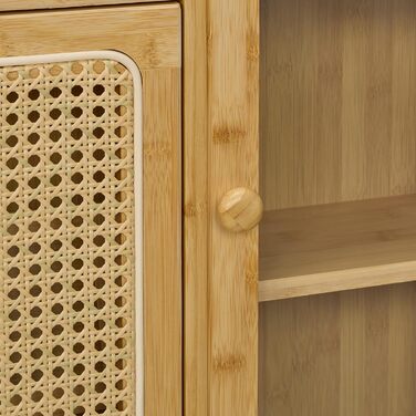 Бамбукова шафа для взуття Relaxdays, 127x95x19 см, натуральний колір Вузька взуттєва полиця, 5 відділень, 3 дверцята, на 9 пар