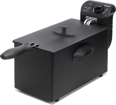 Масляна фритюрниця Bestron з технологією холодної зони, фритюрниця об'ємом 3,5 літра, плавно регульований регулятор температури до 190C, частково можна мити в посудомийній машині, 2000 Вт, колір Black Black Single