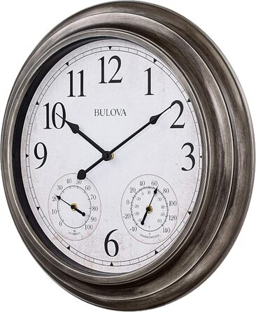 Настінний годинник Bulova C4125 Block Island, античне срібло