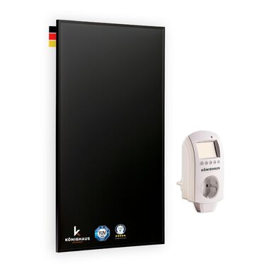Інфрачервоний обігрівач Knighaus Black Edition, 600 Вт, чорний, з термостатом (для приміщень до 16 м)