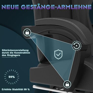 Масажне ігрове крісло Devoko, комп'ютерне офісне крісло з підставкою для ніг, гоночне геймерське крісло 150 кг, регульована на 90-