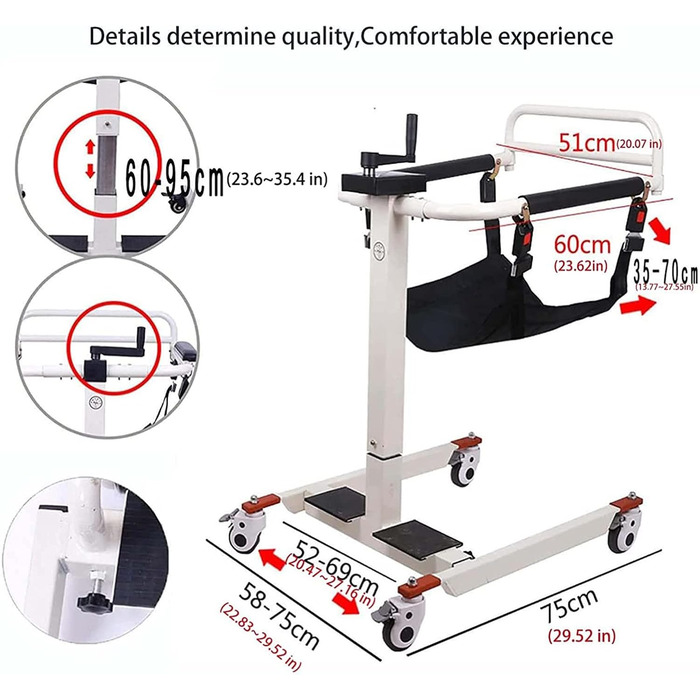 Портативний підйомник для пацієнта для домашнього офісу, повітряний, для домашнього перенесення пацієнта, крісло для перенесення, підйомник для пацієнтів у ванній кімнаті, багатофункціональне крісло TranShower для людей похилого віку