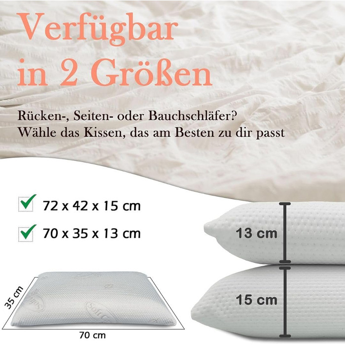 Подушка для шиї 70x35x13 см Ортопедична подушка для шиї з в&39язкопружної піни з ефектом пам&39яті. Подушка з піни з ефектом пам&39яті з чохлом, який можна прати. Гіпоалергенна та стійка до кліщів подушка, висотою 13 см.