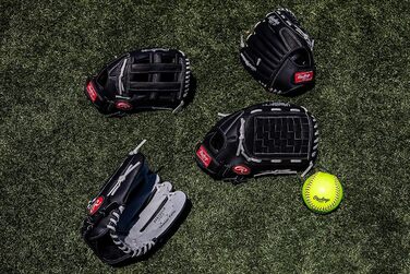 Рукавички для софтболу Rawlings RSB Slowpitch Series для правої руки, 14 дюймів - плетені, чорні/сірі