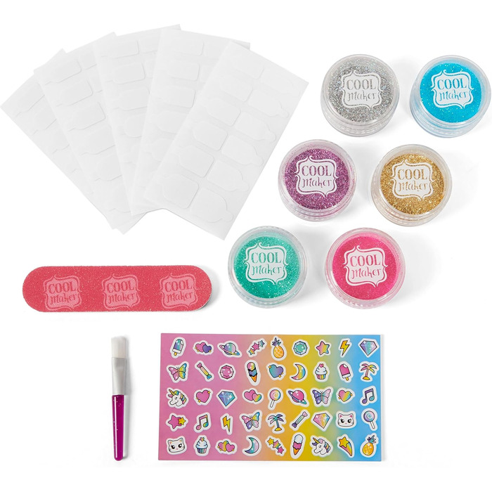 Набір блискучих нігтів Cool MAKER Go Glam - для стильних блискучих нігтів з наклейками з мотивами, матеріал для 5 видів манікюру, для дітей віком від 8 років
