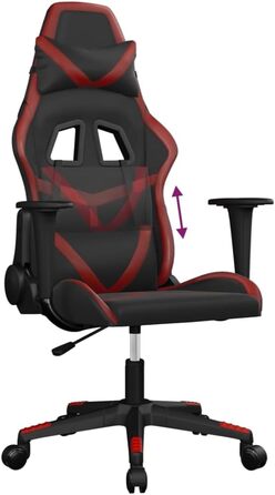 Ігрове крісло, чорно-бордова штучна шкіра, офісне крісло, ігрове крісло, обертове крісло, письмове крісло - 3143672