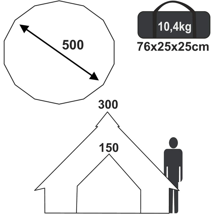 Намет Ravello 500 Teepee Tent для 6-8 осіб Сімейний намет Висота над головою Підлоговий піддон Водонепроникний 5000 мм Синій сірий