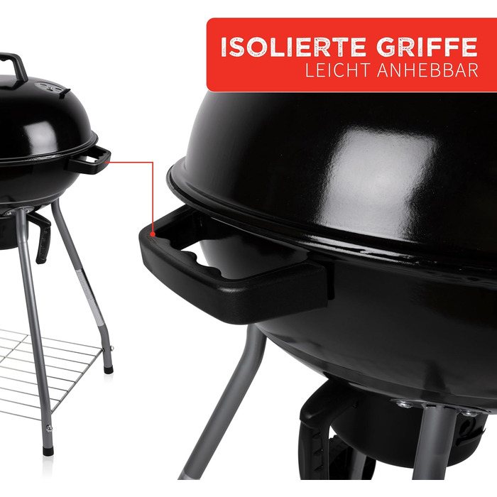 Набір для барбекю з кришкою - Вугільний гриль з попільником - Кулястий гриль діаметром 45 см