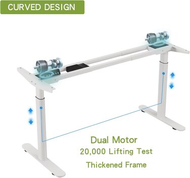 Каркас столу Radlove з подвійним двигуном та регулюванням висоти, регульовані ніжки підставки для столів розміром від 120 до 178 см з 4 функцією пам&39яті (білий циліндричні ніжки)