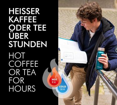 Термокухоль THERMOcaf by THERMOS TC, нержавіюча сталь, 0,50 л, термокружка з нержавіючої сталі, ізольована кружка, дорожня кружка, герметична, зберігає напої гарячими 9 годин і холодними 18 годин, можна мити в посудомийній машині, без BPA