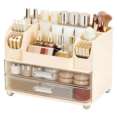 Органайзер для косметики з шухлядами, органайзер для пензлів, пластикова коробка для зберігання косметики, органайзер для засобів догляду за шкірою, багатофункціональний органайзер, коробка для зберігання косметики для туалетного столика.