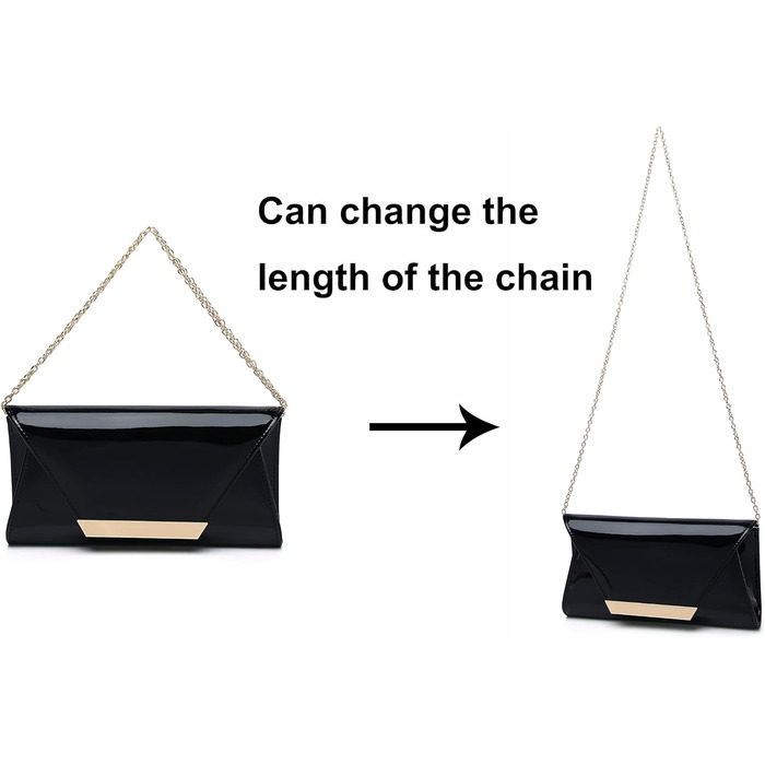 Жіноча лакована сумочка-клатч для вечірок, чорна