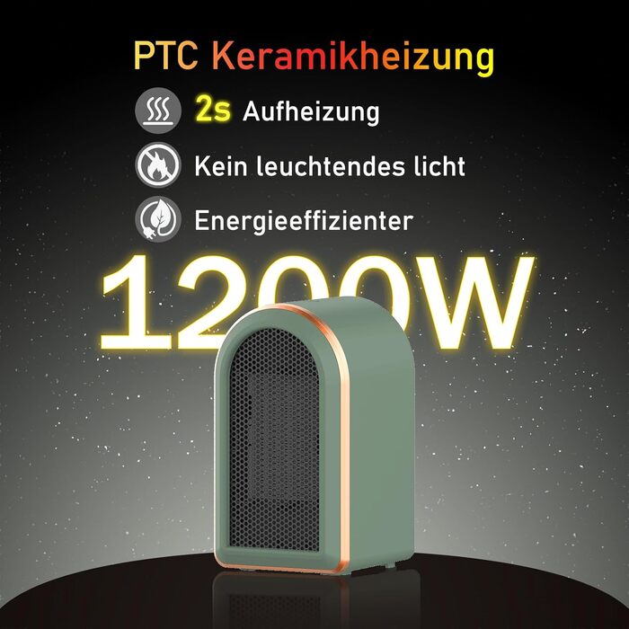 Маленький, енергозберігаючий, портативний вентилятор-обігрівач для ванної кімнати, міні-керамічний PTC-обігрівач, електричний/термометр/безполум&39яний/тихий/1200 Вт/800 Вт, захист від перегріву та перекидання, підключається до мережі