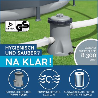 Набір для наземного басейну Bestway Fast Set з фільтруючим насосом Ø 244 x 61 см, синій, круглий