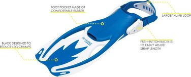 Ласти для снорклінгу для дітей або дитячий комплект для снорклінгу - Унісекс комплект для снорклінгу L/X (34/38) Синій/Білий