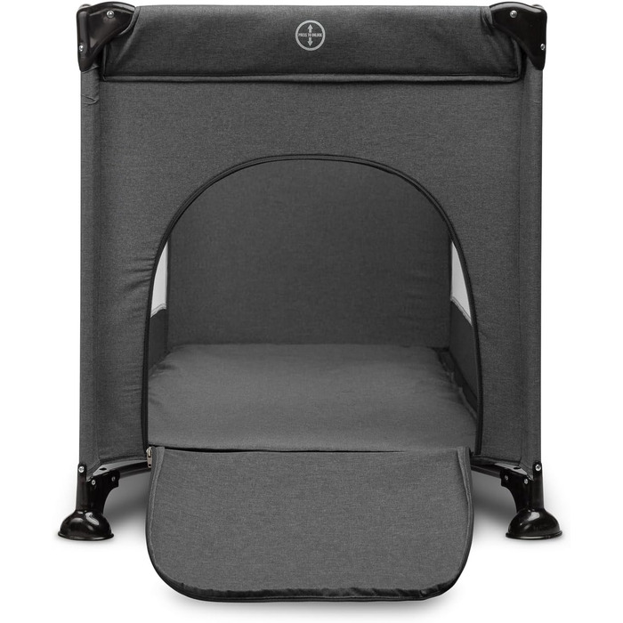 Базове ліжко CARETERO TUR - Ідеально підходить для дому та подорожей - Дорожній матрац - Зручна сумка - Для дітей від 1 місяця до 4 років - 9 кг - Дверцята на блискавці - 124x65x74 см - Графіт