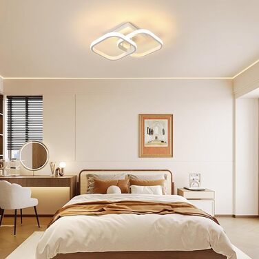 Стельовий світильник, світлодіодний стельовий світильник 18 Вт, сучасний креативний квадратний стельовий світильник 3000 K, стельові світильники для балконів, коридорів, гардеробів, спалень, ванних кімнат, білий