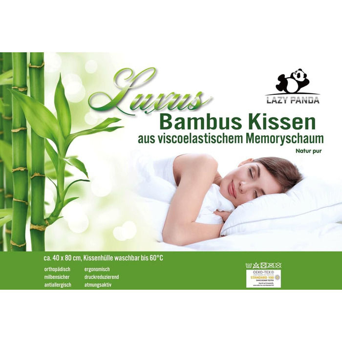 Бамбукова подушка для шиї, 40x80 см, в&39язкопружна піна з пам&39яттю форми, гелева піна