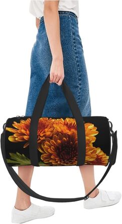 Спортивна сумка для подорожей, жовта, з квітковим принтом, сумка на ніч, чорна, універсальний розмір, дорожня сумка