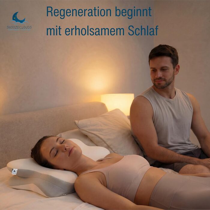 Ергономічна подушка - Ортопедична подушка для шиї з піни з ефектом пам&39яті - Подушка для сну на боці з 2 чохлами - Регульована висота - Сертифікована - Підтримує біль у шиї - Сірий/Білий