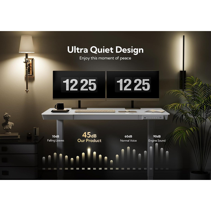 Стіл Claiks Glass з регульованою висотою 120x60 см, електричний, з можливістю сидіти/стояти, з міцною скляною стільницею, тихий двигун, для домашнього офісу та офісу, ергономічний дизайн для здорової роботи (білий) 120 x 60 см, білий