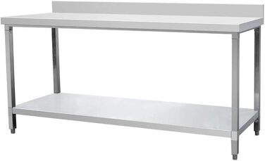 Стіл з нержавіючої сталі GS Multitrade робочий стіл 180 см кухонний стіл з нержавіючої сталі з піднятим краєм розбірний стіл, стіл з нержавіючої сталі розбірний стіл