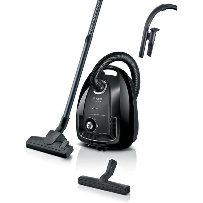 Пилосос із мішком Bosch Serie 4 BGL38BA2H, компактний та легкий, місткість 4 л, гігієнічний фільтр, радіус дії 10 м, чорний