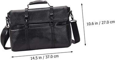 Шматок PU шкіряний портфель для чоловіків середнього розміру чорний діловий ноутбук сумка через плече для роботи школи і подорожей