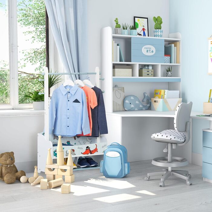 Кольорова вішалка для дитячого одягу, HBT 10730 см, 4 гачки, 2 полиці, вішалка для верхнього одягу, решітка для дитячої кімнати, д