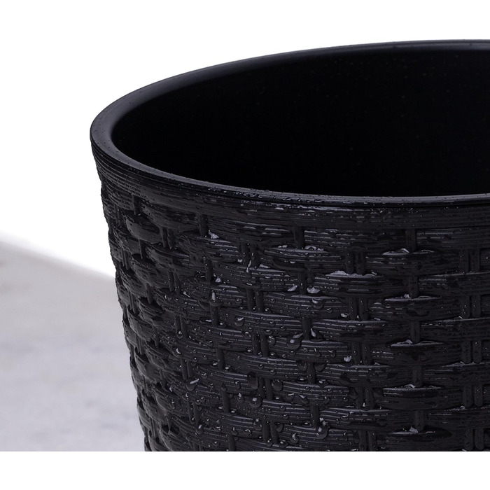 Кашпо HappyFlower MultiProject вкл. вставку круглий ротанговий вигляд 4 розміри 4 кольори кашпо (400, чорний) 400 антрацит