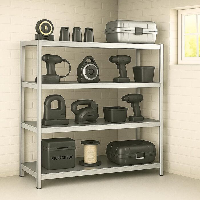 Високоміцний стелаж KARAT 200x150x60 см, оцинкований металевий стелаж широкого прольоту, стелажі для майстерні, полиця для майстерні, безболтовий стелаж, полиця для зберігання (TitanRack Big) 200 x 150 x 60 см, оцинкований