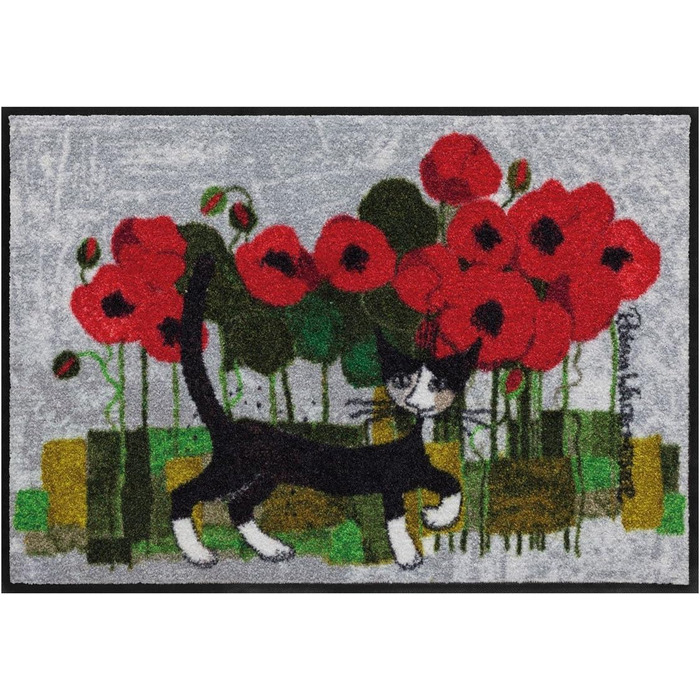 Килимок для дверей Salonloewe Rosina Wachtmeister Lifestyle Poppywalk 50x75 см Килимок для входу Килимок для дверей Коти Різнокольорові квіти, що прається