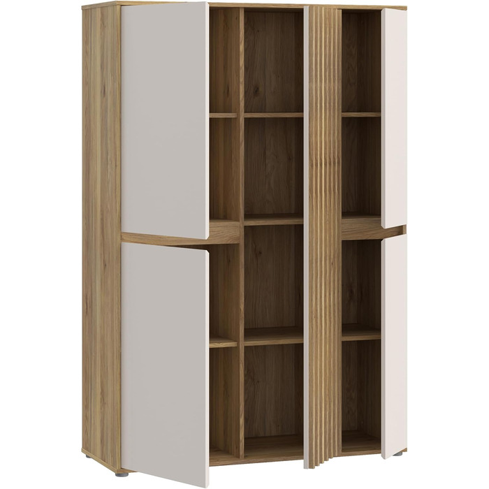 Шафа 100 110, сучасна шафа з рейковим дизайном, 5-дверна, спальня, декор дерева Maulella Oak Kashmir Beige, 109,3 см завширшки x 161,7 см заввишки x 41,5 см завглибшки