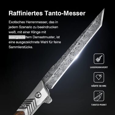 Тонкий складаний ніж, кишеньковий ніж з дерев'яною ручкою, одноручний ніж з піхвами, EDC ніж, ніж для джентльменів, ніж для активн