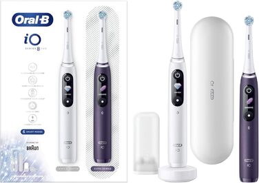 Набір Oral-B з 2 електричних зубних щіток iO 8, білий/фіолетовий, 2 шт. и білий і фіолетовий