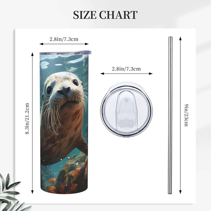 Кухоль з прямою трубочкою, 590 мл, запечатаний цуценя у воді, дорожній кухоль з принтом, підходить для кемпінгу, офісу та дому.