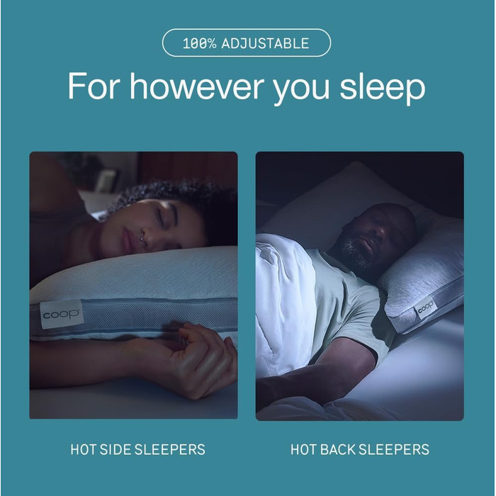 Регульована подушка Coop Home Goods Eden Cool у формі півмісяця, розмір queen-size, з піни з ефектом пам&39яті, плюс форма, з охолоджувальним гелем, підтримка шиї, подушка для сну на спині або боці, CertiPUR