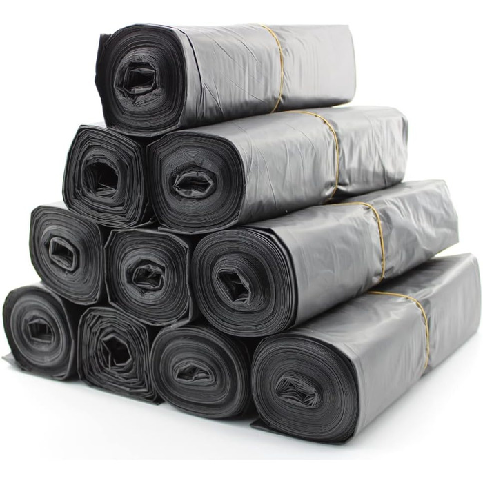 Міцні сміттєві мішки Enpack 240 л, 100 шт. - Чорні сміттєві мішки - Сміттєві мішки для сміттєвих баків 110x125 см - Міцні сміттєві мішки XXL - Сміттєві мішки для садових та побутових відходів - Пластикові мішки для сміттєвих баків