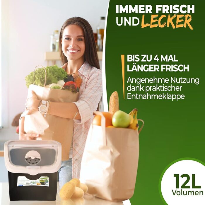 Набір із 2 контейнерів для зберігання картоплі STAHLMANN, контейнер для картоплі з клапаном, ідеально підходить для зберігання цибулі без проростання, контейнер для картоплі для організованої кухні, контейнер для овочів 12 л