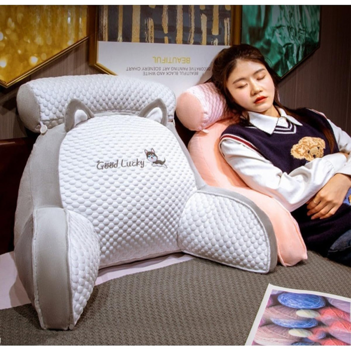 Подушка для читання, 60 x 40 см, м&39яка плюшева подушка для спини, ліжко, мила подушка для читання з тваринами для дітей та дорослих, багатофункціональна подушка для спинки дивана, для ігор, перегляду телевізора, розслаблюючий стиль 1