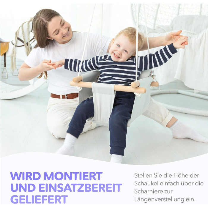 Полотняна дитяча гойдалка, дерев'яне підвісне сидіння гойдалки з ременями безпеки, міцна дитяча гойдалка, гойдалка для дітей для п