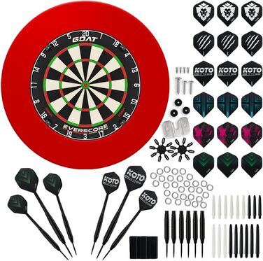 Набір сталевих мішень для дартсу Everscore NXT LVL, включаючи оправу для дротиків (12 см) та набір аксесуарів для дротиків KOTO Steeltip Black, 90 предметів, професійна сизалева мішень для дартсу з синього кольору Мадагаскару.
